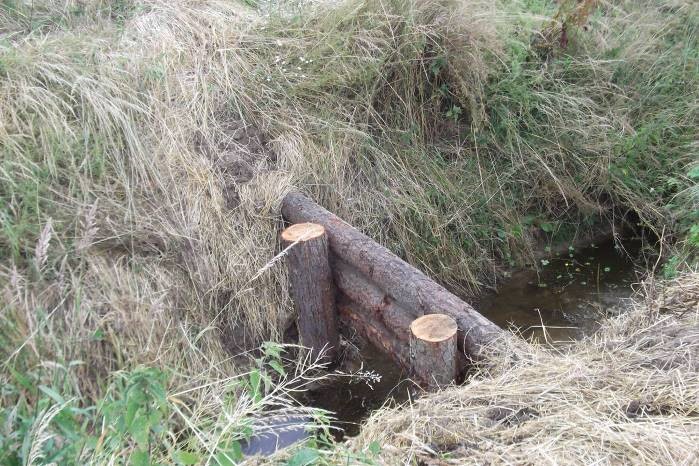 Photo: Recently installed leaky ditch barriers in Brompton, North Yorkshire (Credit: Sue Butler, Brompton Flood Group)