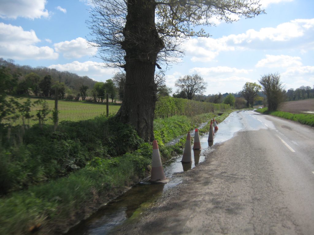 Assendon Stream caused flooding of roads and property in April 2014