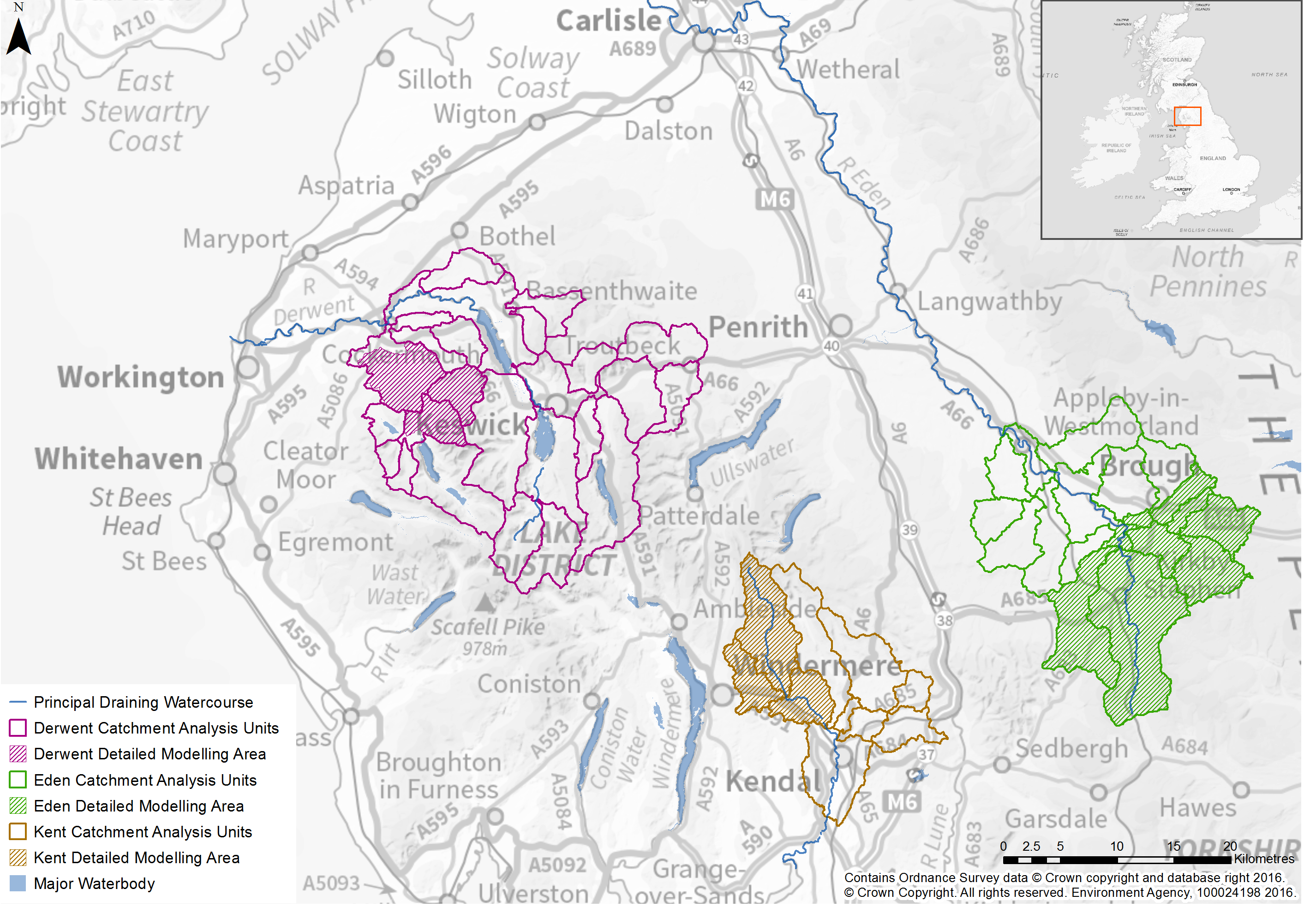 NFM modelling in Derwent, Eden and Kent catchments