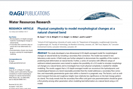 Physical complexity to model morphological changes at a natural channel bend